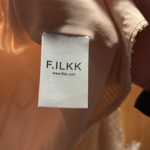 FILKK sequin toe front long sleeve feather trim top - Picture 5 of 7